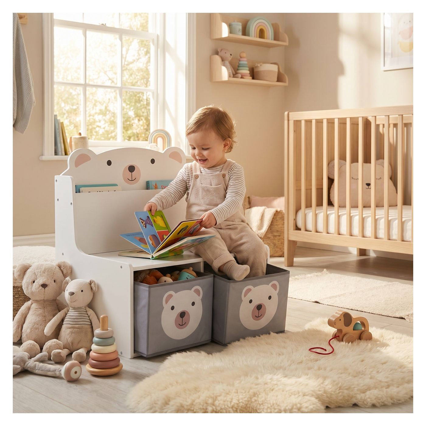 U-Grow Пейка за съхранение на играчки и книги Мече - 6