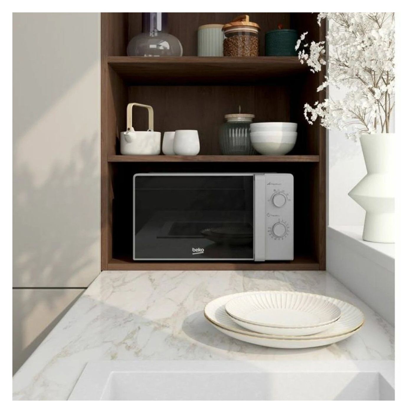 Микровълнова фурна Beko MOC20100SFB, 700 W, 20 л, Функция "Разтопяване", Сива - 6