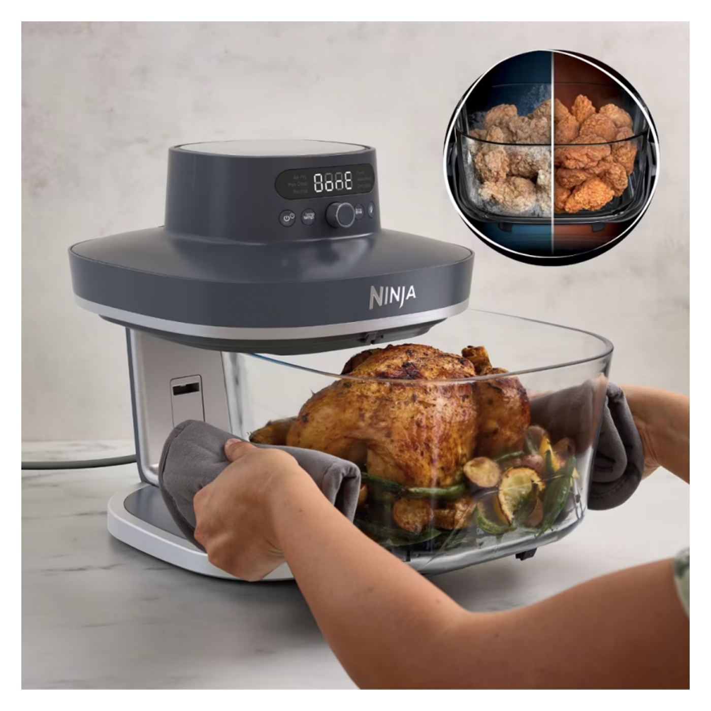 Фритюрник с горещ въздух Ninja CRISPi Pro AS101EUCY, 2050W, 2.3 + 5.7 л, 26-240°C, Max Crisp, Керамични плочи, Без PFAS, Тъмноси - 6