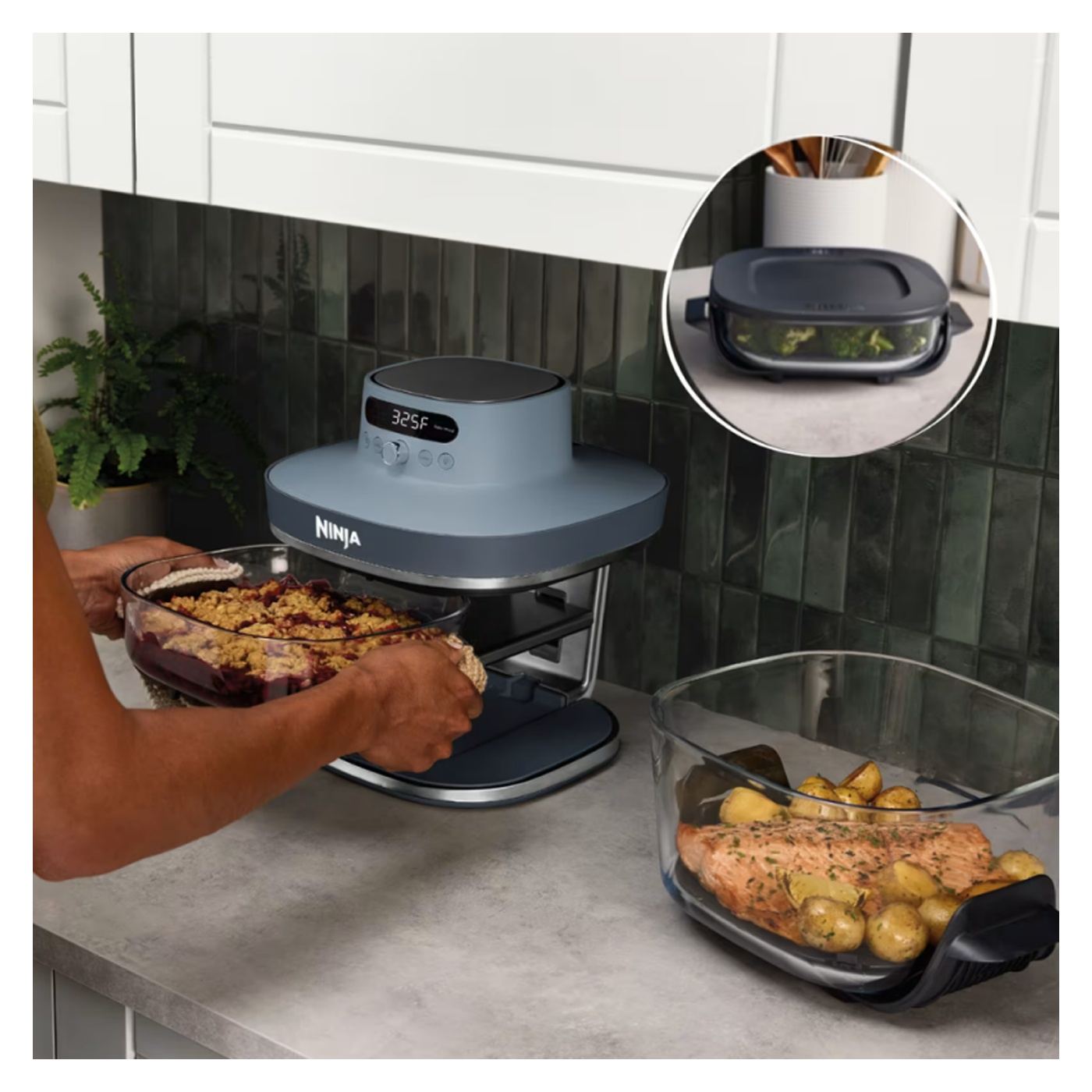 Фритюрник с горещ въздух Ninja CRISPi Pro AS101EUCY, 2050W, 2.3 + 5.7 л, 26-240°C, Max Crisp, Керамични плочи, Без PFAS, Тъмноси - 7