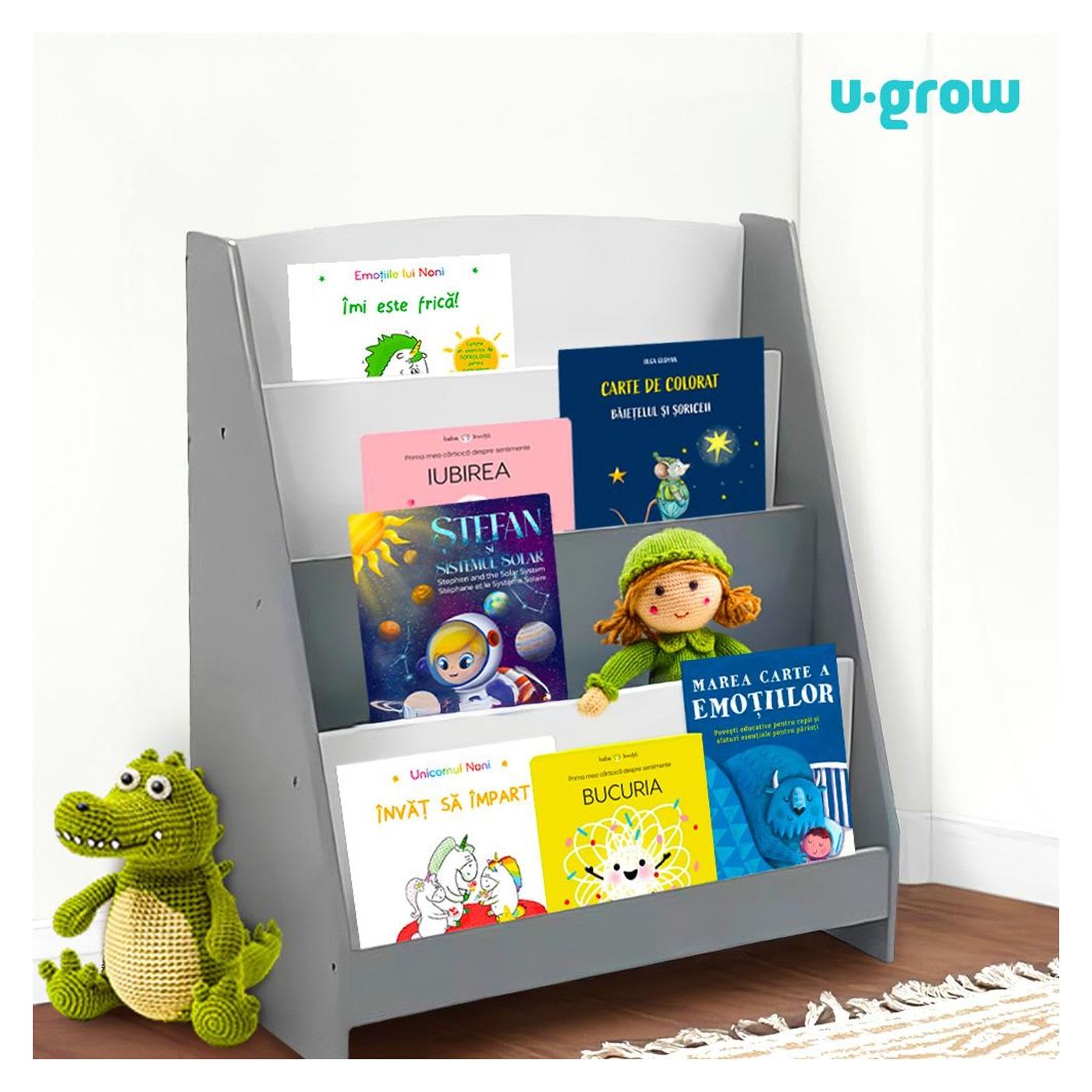 U-Grow Сив MDF Рафт за съхранение на книги - 3