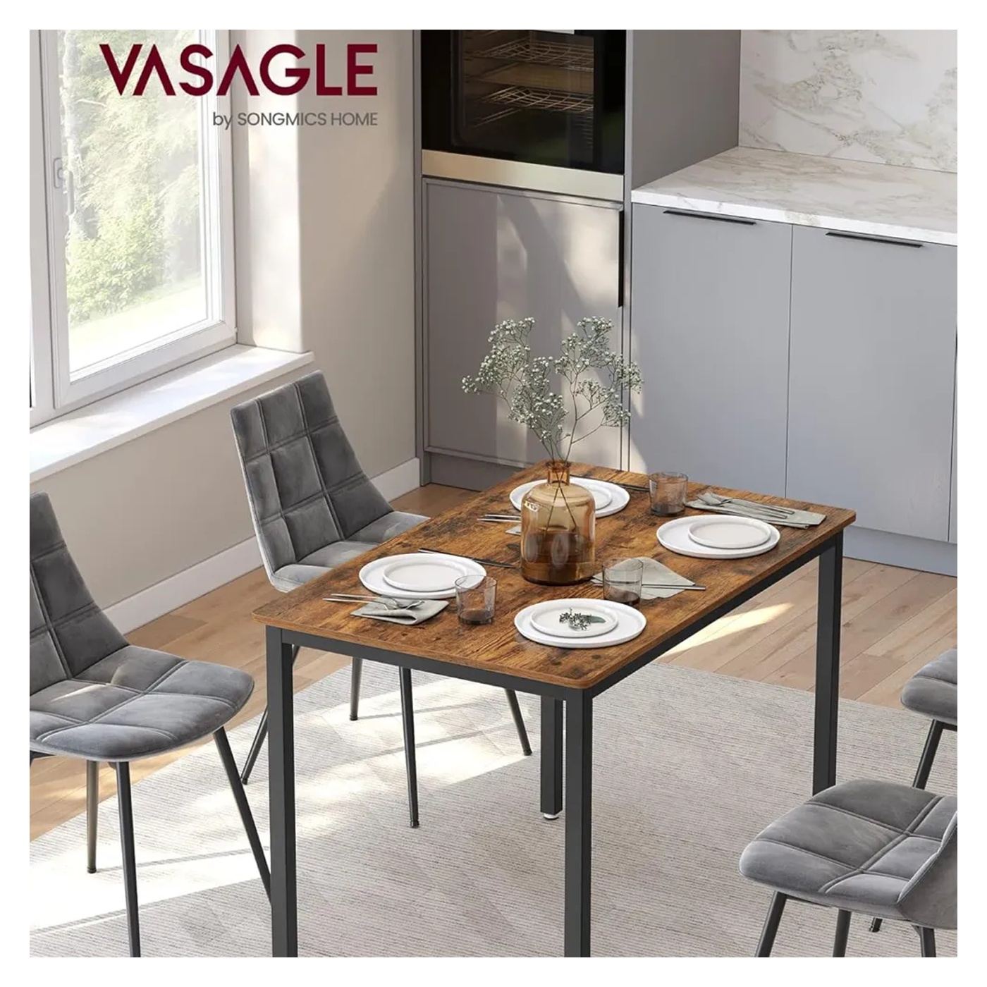 Кухненска маса за 4 души, VASAGLE, 77 x 70 см, Дърво - 2