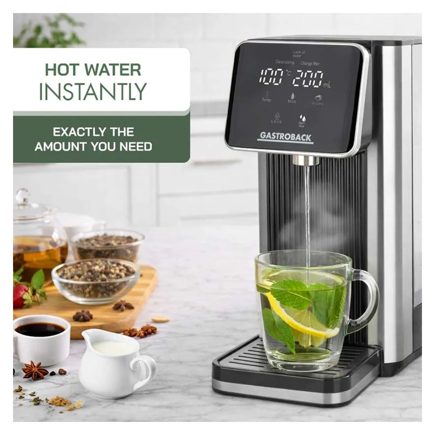 Уред за гореща вода с филтър, Gastroback, Quick Tea, 2.5 литра, 2600 W, Неръждаема стомана - 2