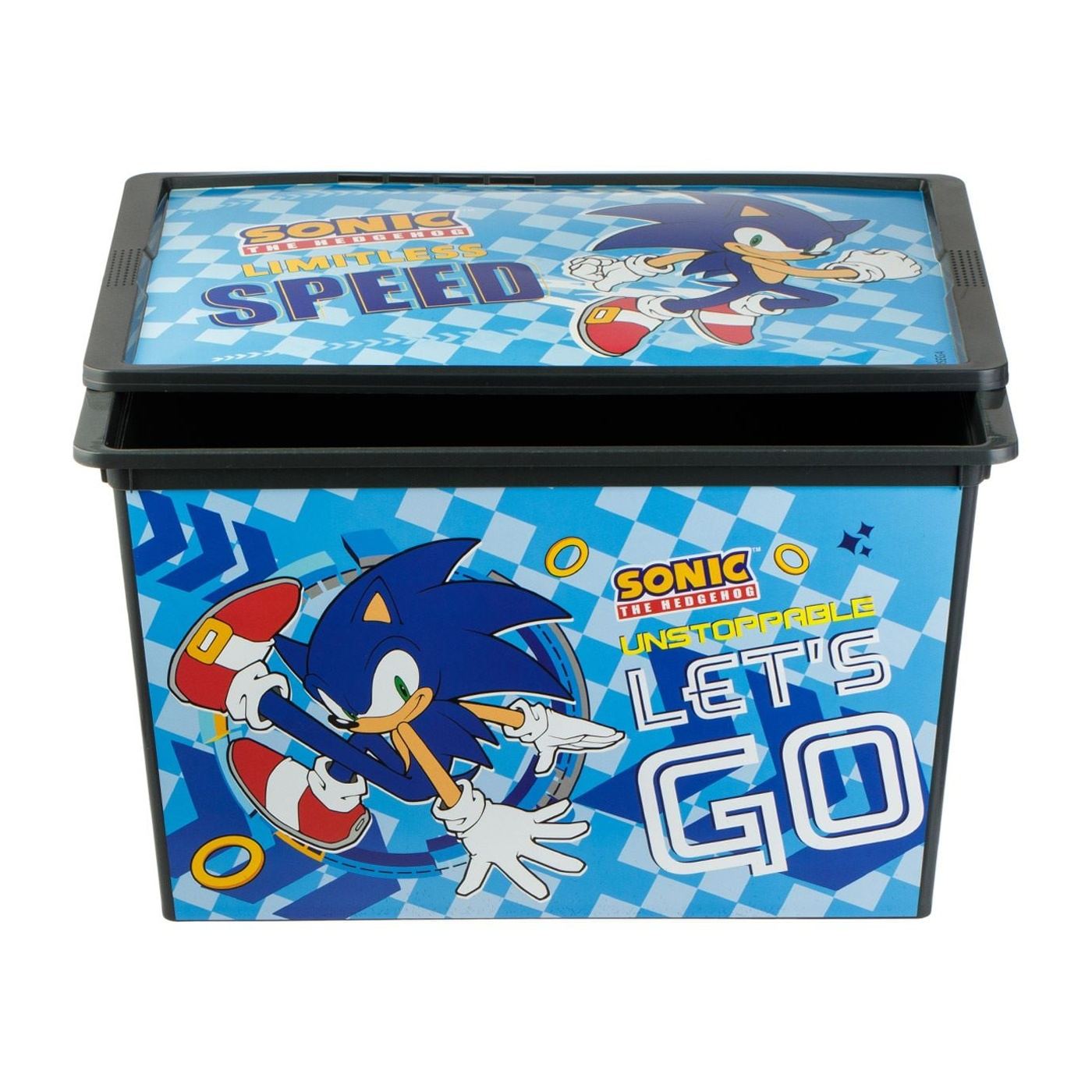 Кутия за играчки Sonic с капак и колелца 52.5x37x31cm - 50L - 2