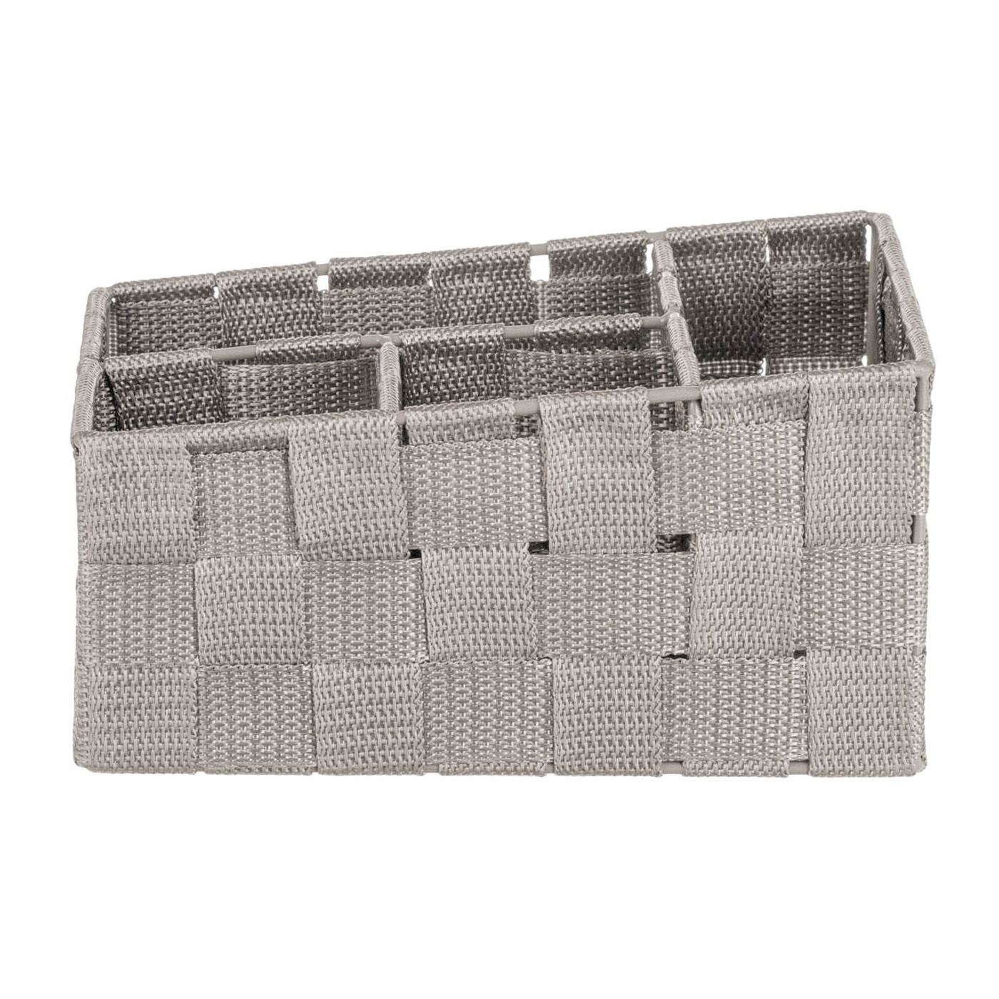 Кош за съхранение, таупе, тип ратан, метален, с 4 отделения, 20x14x10/8см - 2