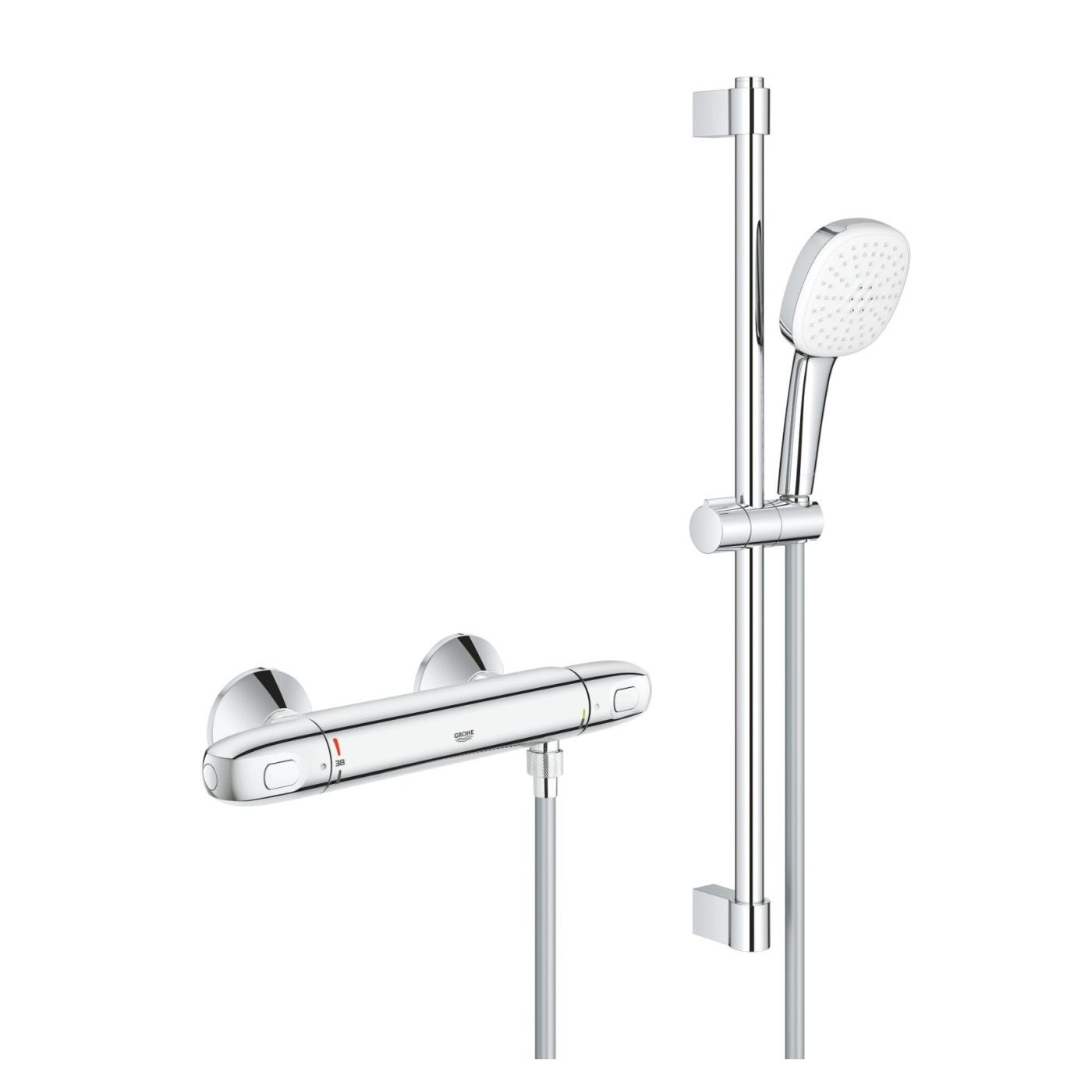 Set baterie dus Grohe 34820005, Baterie dus Grohtherm 1000, tip incastrare aparent, tip comanda dubla comanda, crom