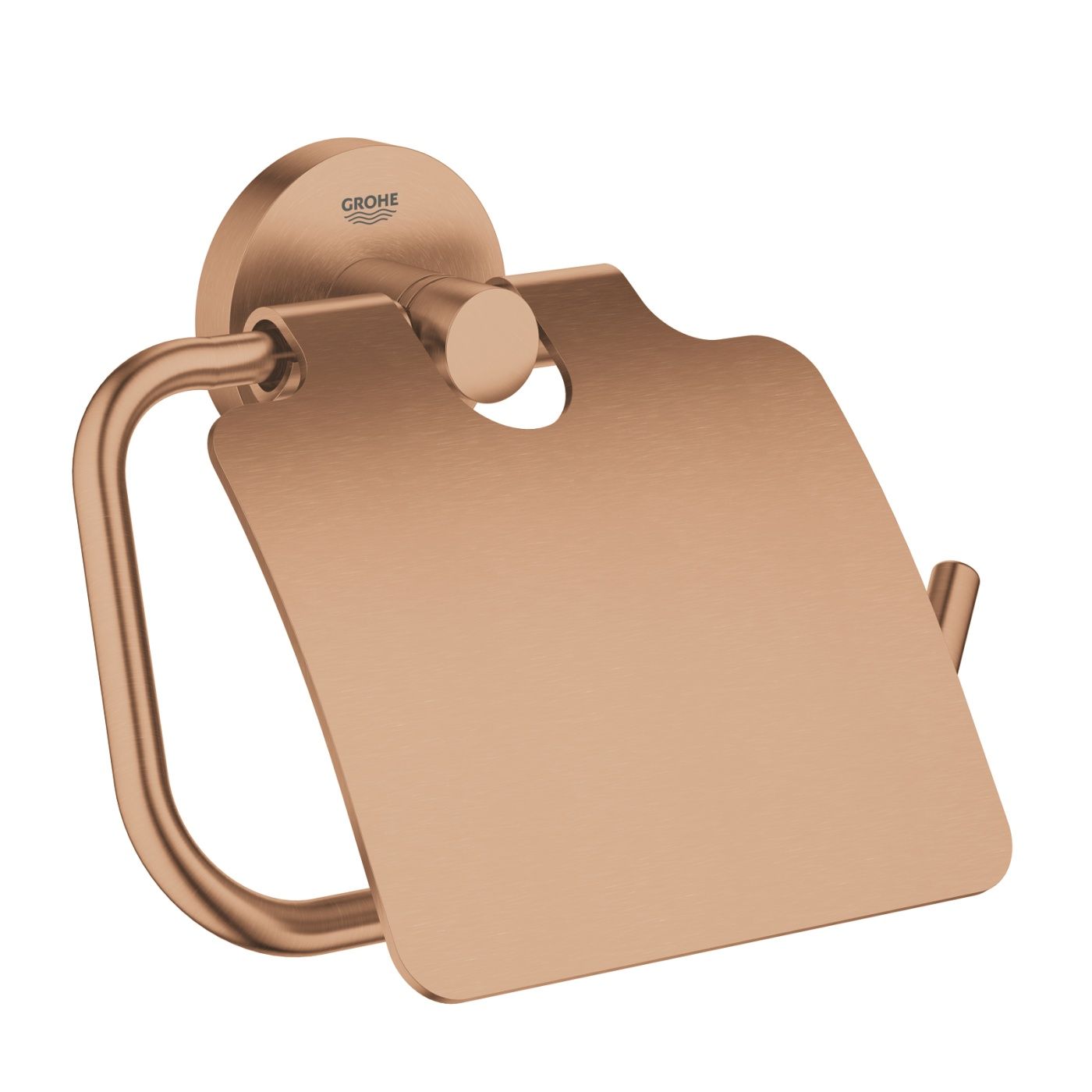 Suport hartie Grohe 40367DL1, igienica Essentials, tip instalare pe perete, capac, elemente fixare ascunse, cupru