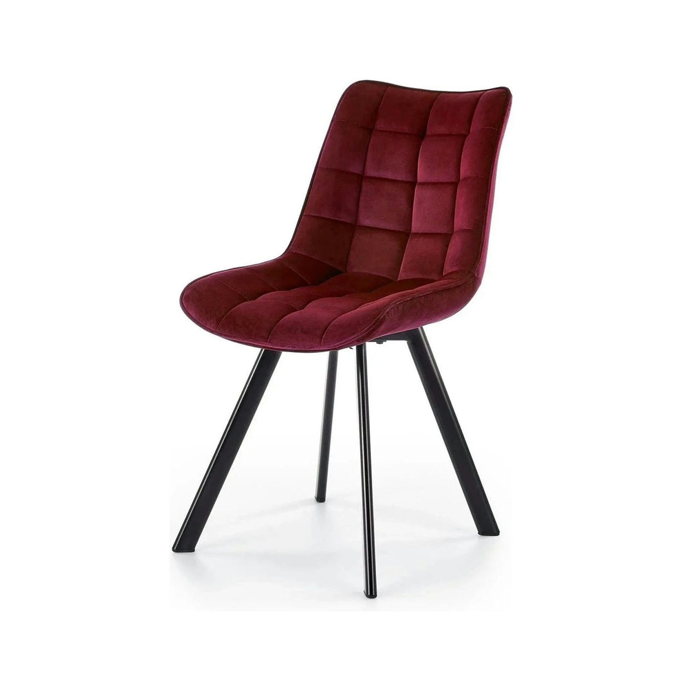 Scaun tapitat K332, visiniu/negru, stofa catifelata/metal, 46X61X84 cm