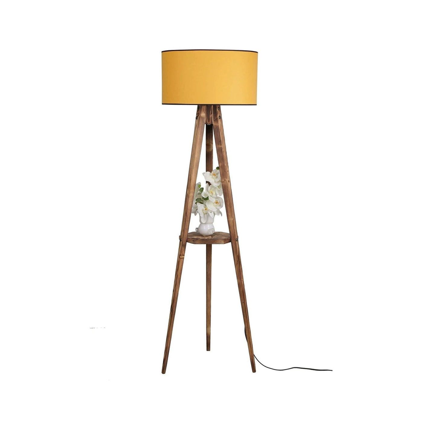 Lampadar SEHBALI, stejar/galben, lemn/material textil, 45x153 cm