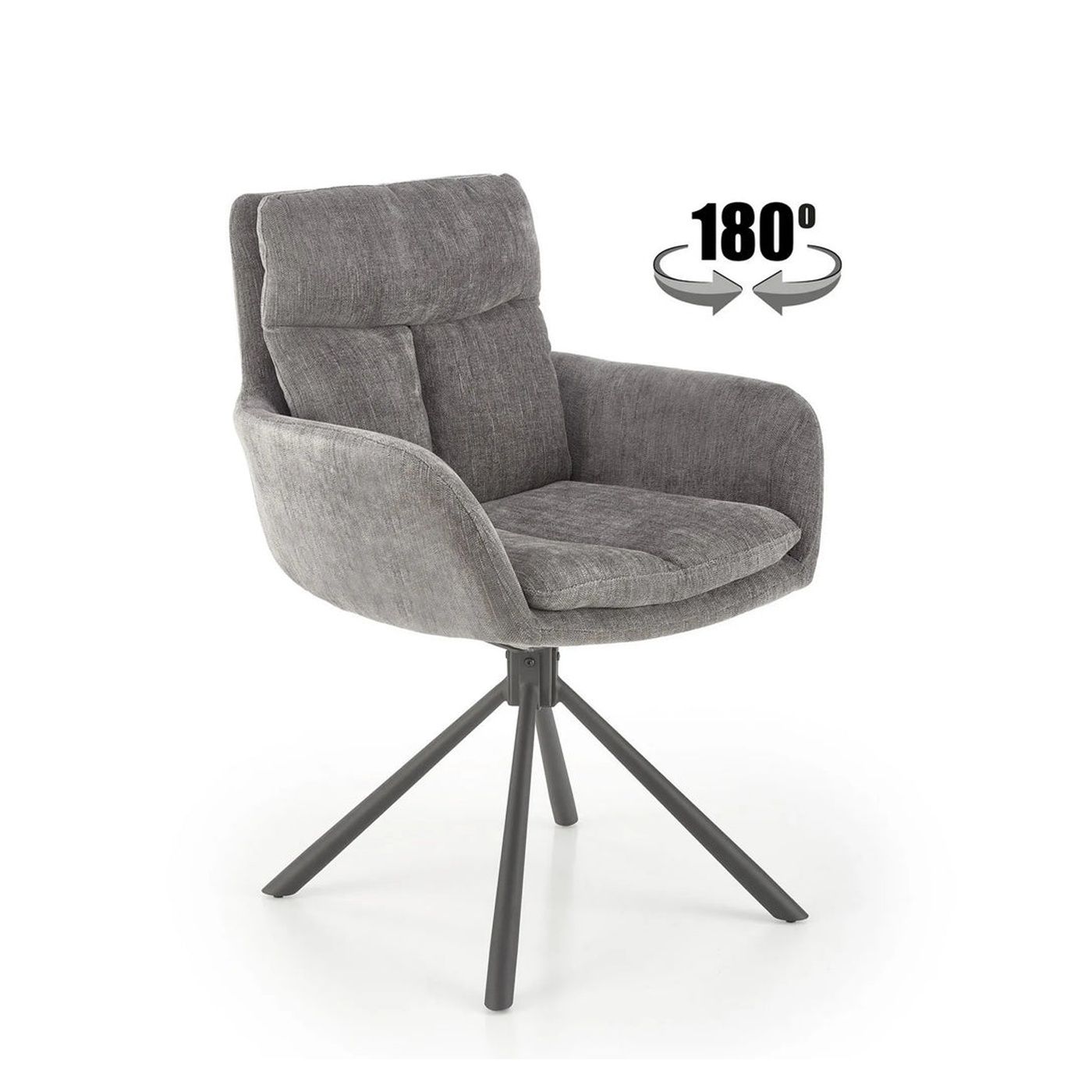 Scaun pentru living K495, gri/negru, stofa clasica/metal, rotativ, 60x65x87 cm