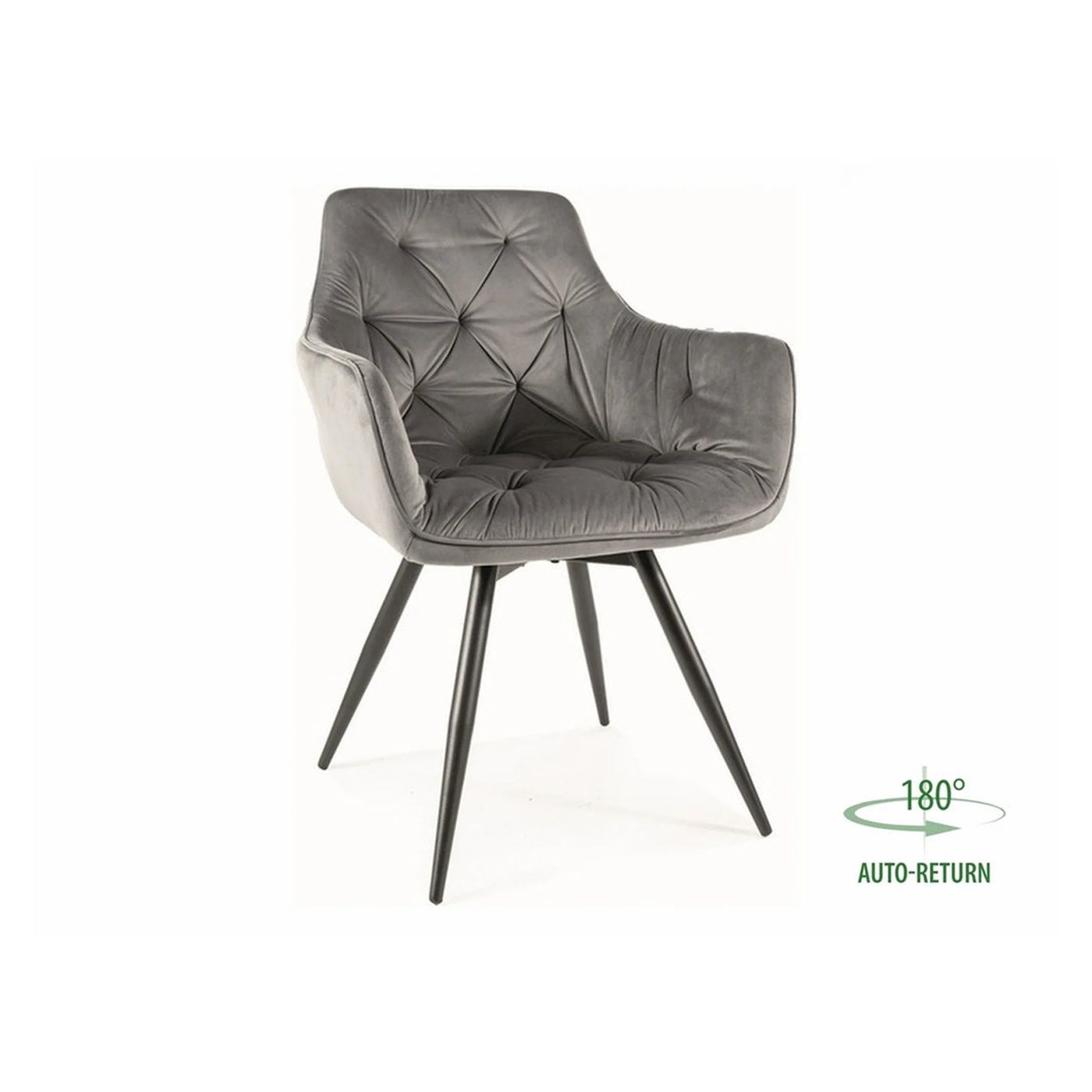 Scaun MANGO, gri/negru, stofa catifelata/metal, 57x45x83 cm