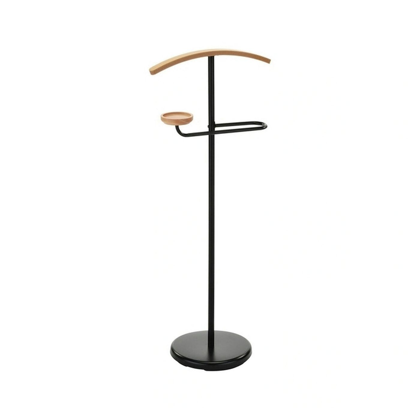 Stander haine ALBIN, negru/fag, metal/lemn, 29x45x105 cm