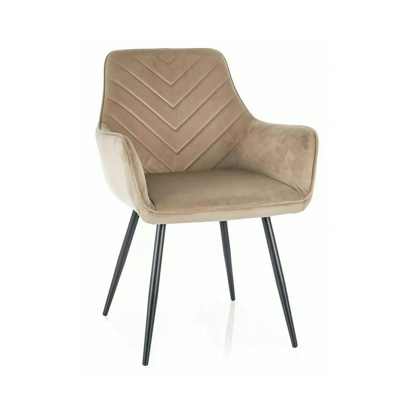 Scaun de living modern FIG, bej/negru, stofa catifelata/metal, 57x47x85 cm