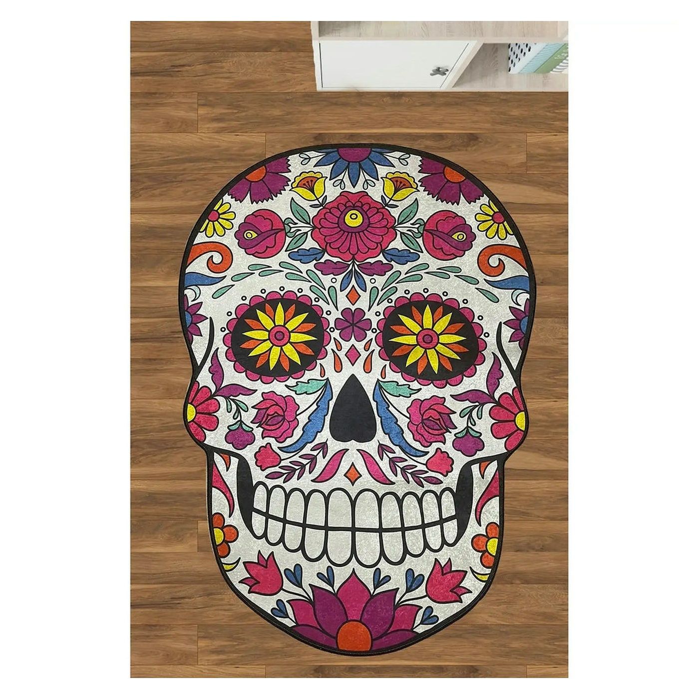 Covoras baie SKULL DJT, 80x100 cm, forma atipica, poliester, multicolor