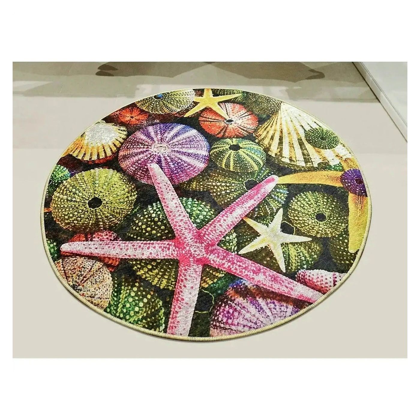 Covoras baie ESTRELLA, 100x100 cm, forma rotunda, poliester, multicolor