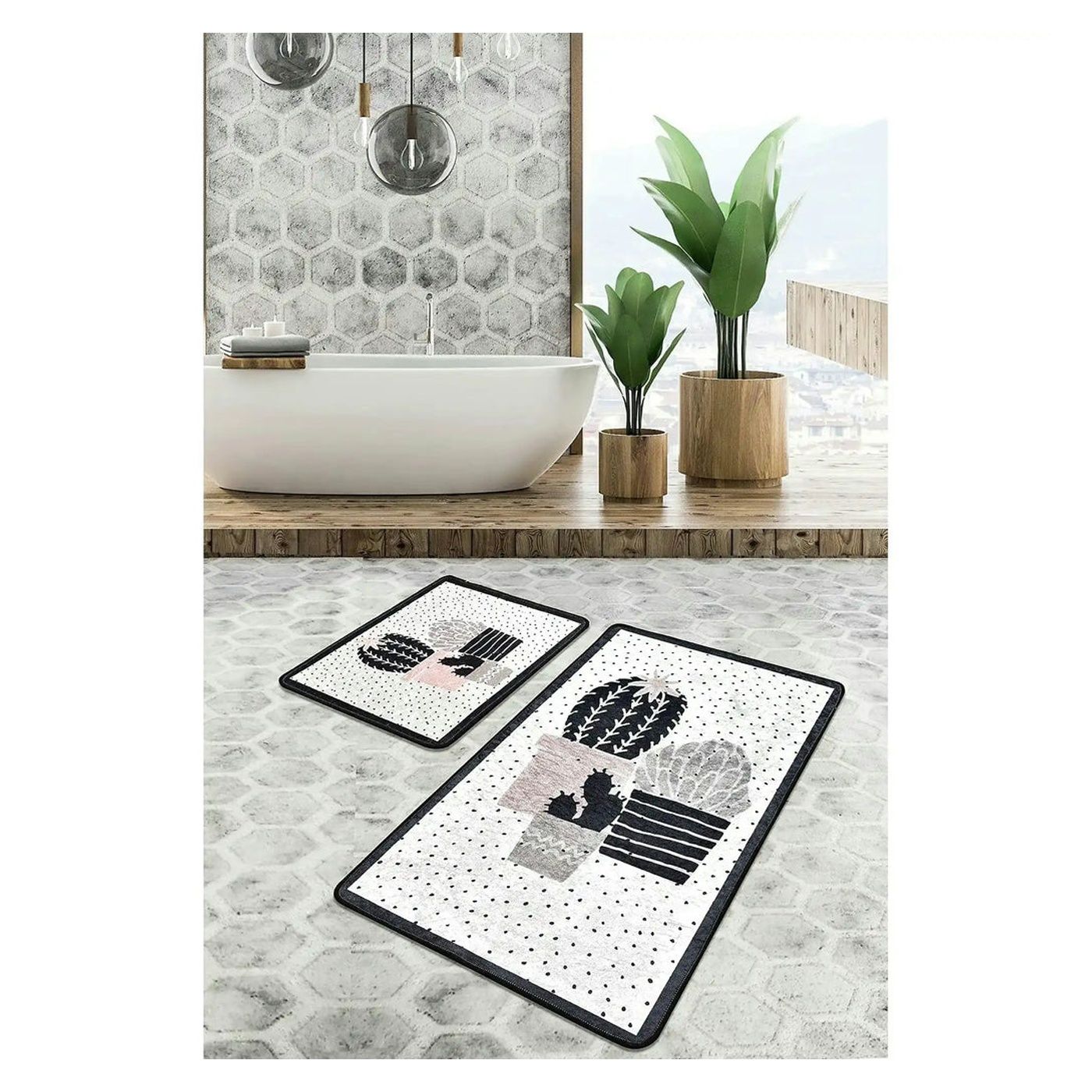 Set 2 covorase baie 359CHL2494, forma dreptunghiulara, poliester, multicolor