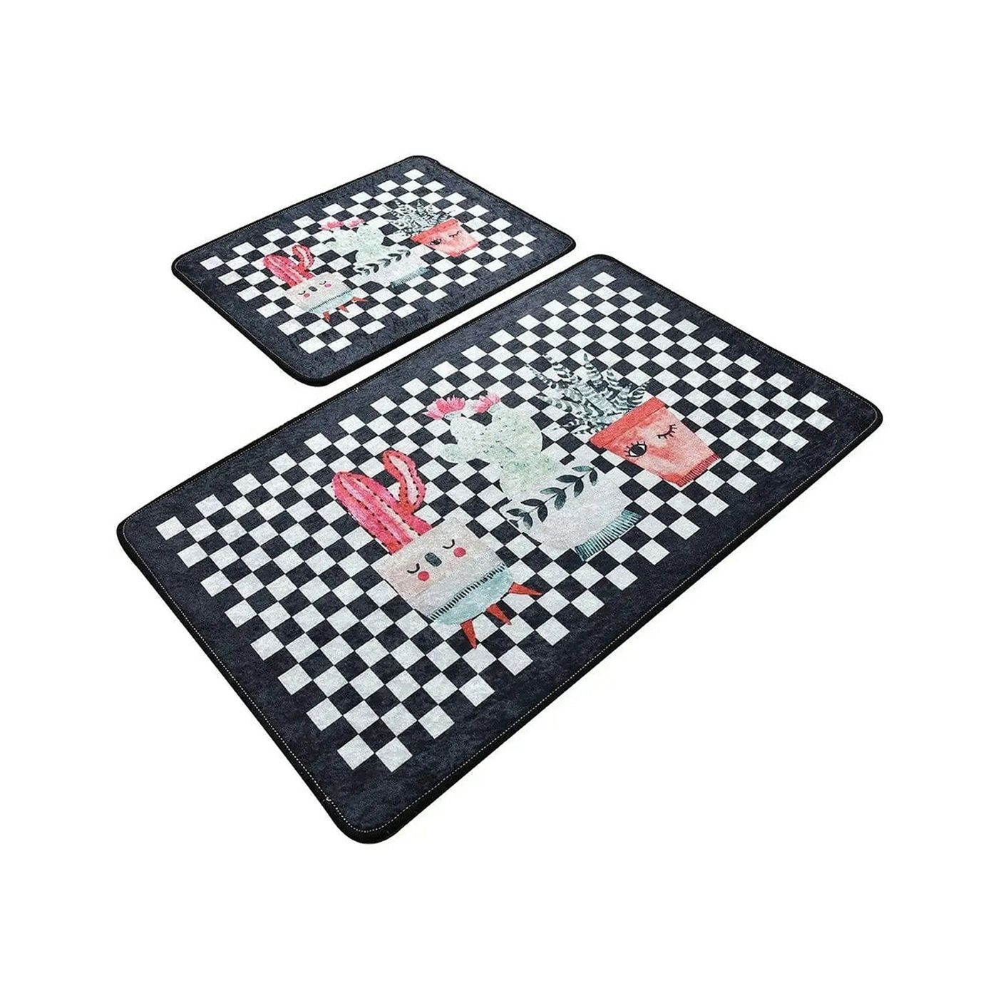 Set 2 covorase baie HAPPY HOUSE, forma dreptunghiulara, poliester, multicolor