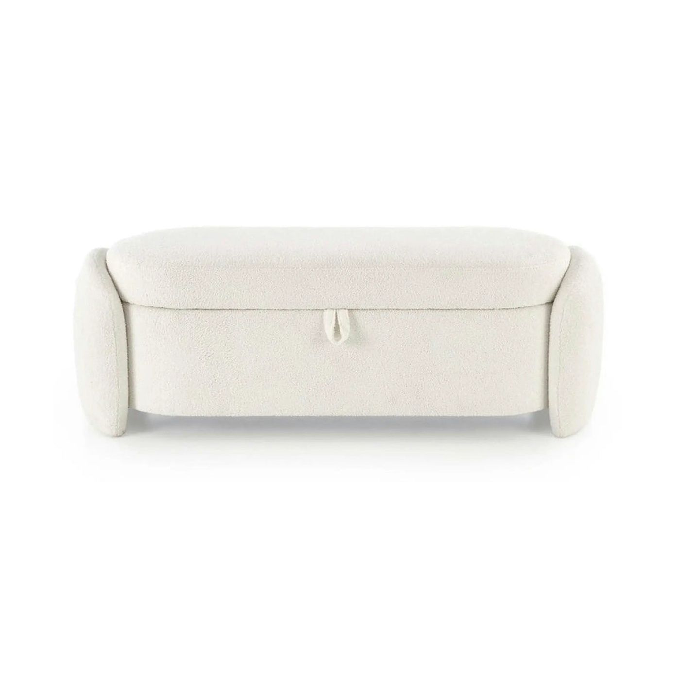 Bancheta FICARIA, stofa buclata crem, 150x40x47 cm