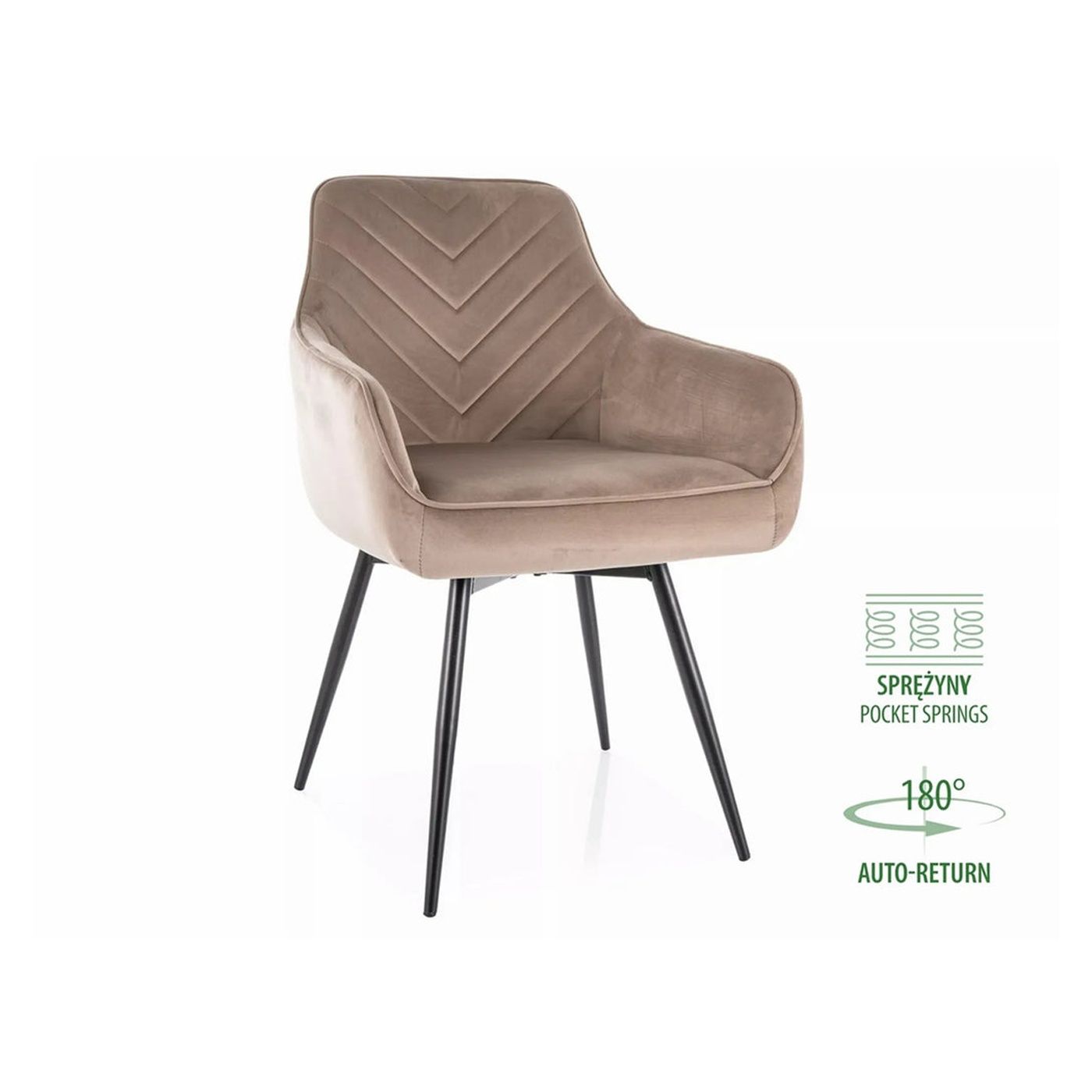 Scaun SERVIO, bej inchis - Bluvel 40, stofa catifelata/metal, 55x58x88 cm