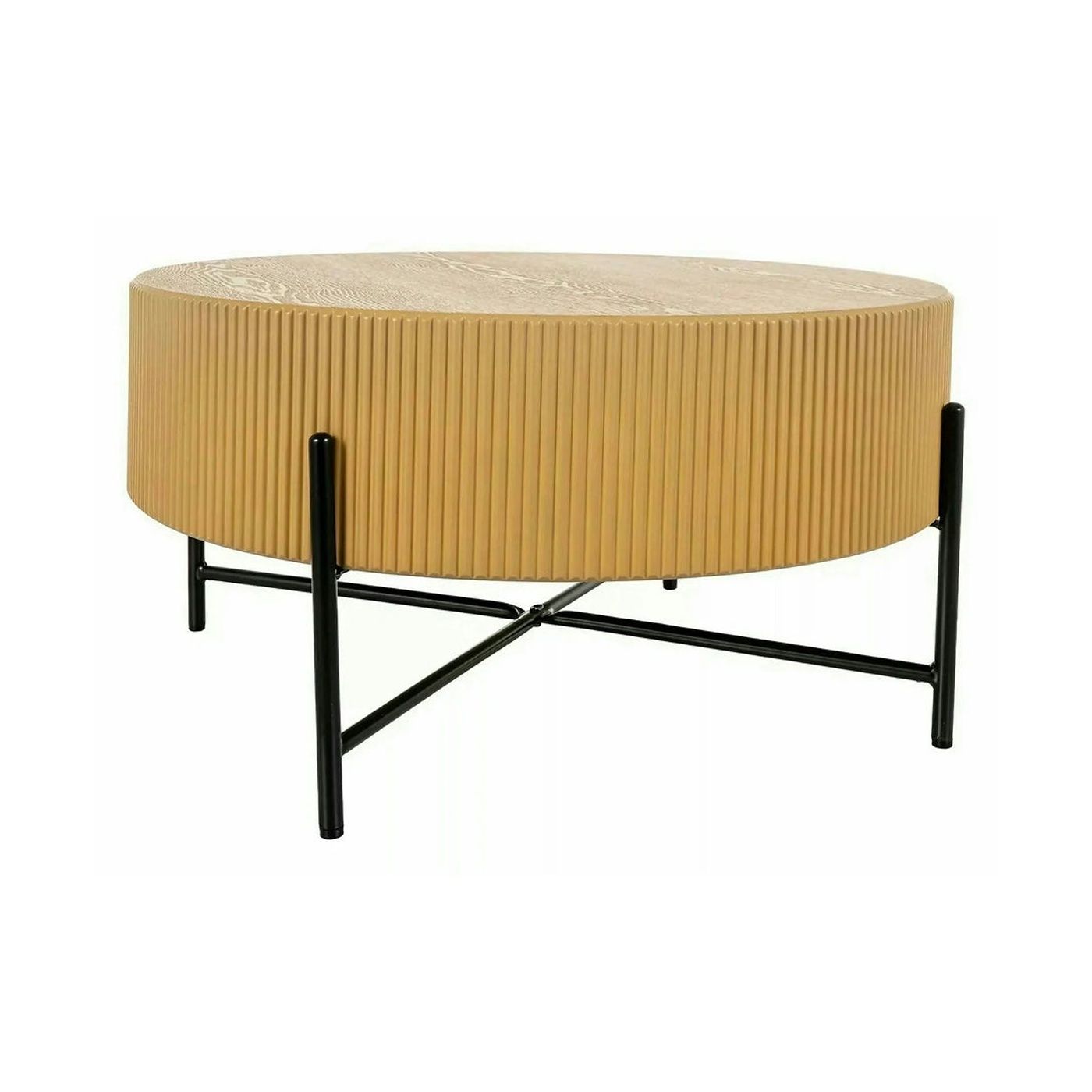 Măsuță cafea TUCA, stejar/negru mat, furnir/metal/MDF, 80x80x40 cm