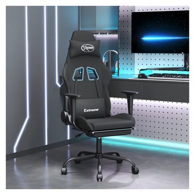 Περιστρεφόμενη Καρέκλα Gaming με Υποπόδιο, Μαύρο, Υφασμάτινη