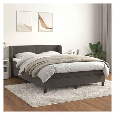 Boxspring krevet s madracem, tamnosiva, 140x190 cm, baršun