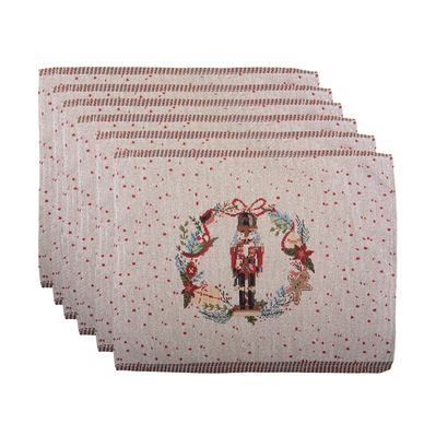 Set 6 božičnih podstavkov iz poliestra, večbarvni (6) 33x45 cm