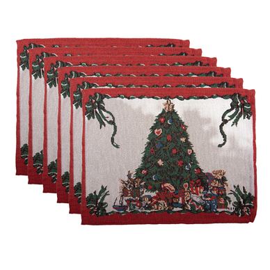 Set 6 božičnih podstavkov za krožnik iz poliestra, večbarvni (6) 33x45 cm