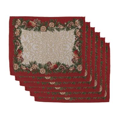 Set 6 božičnih podstavkov iz poliestra, večbarvni II (6) 33x45 cm