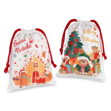 Set 2 božičnih tekstilnih vrečk multicolor 19,5x25V cm