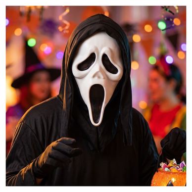 Maska za noč čarovnic, Goodmark, model Ghost Face, s črno kapuco, ena velikost