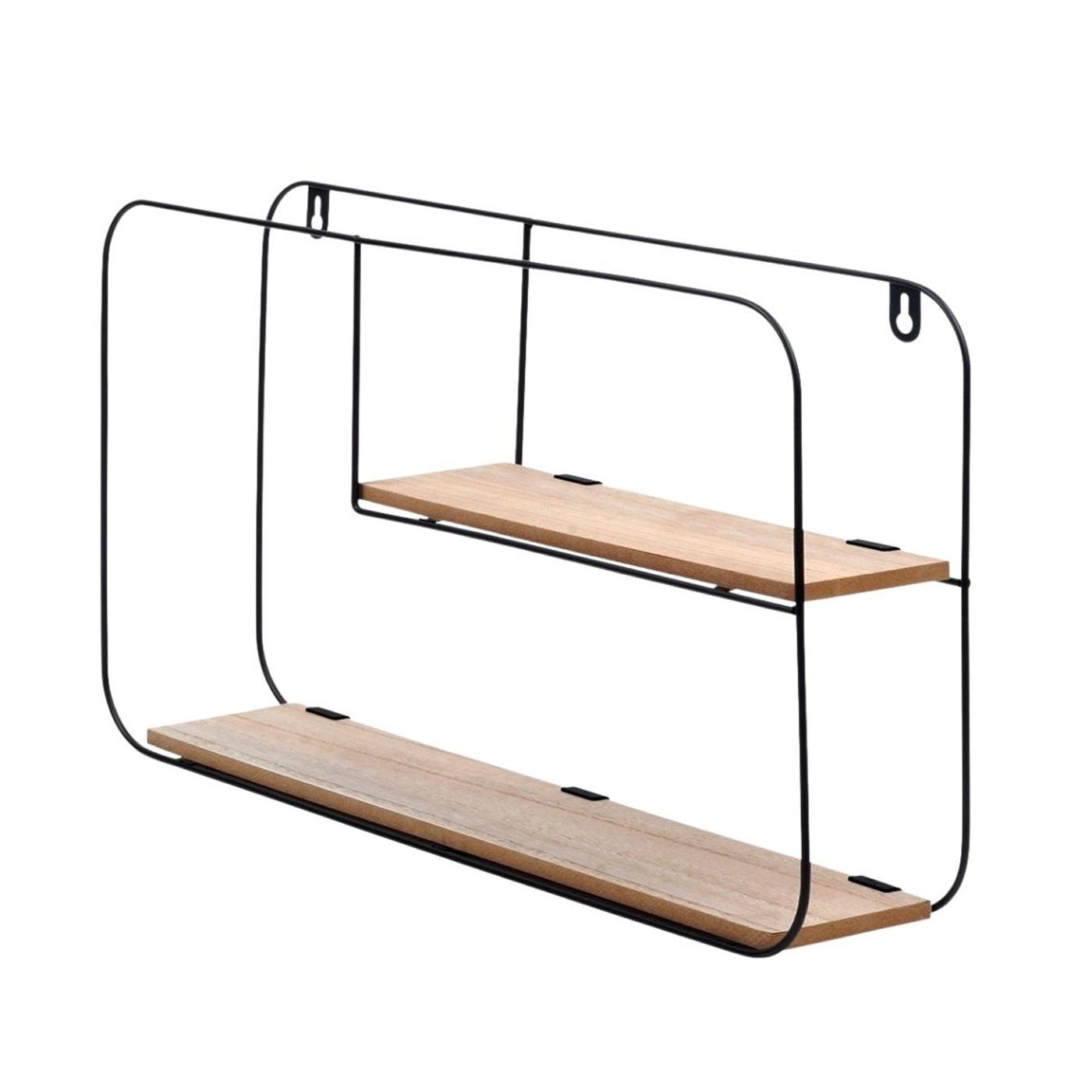 Метален стенен рафт с 2 рафта от MDF, 52X10.5X29 см - 2