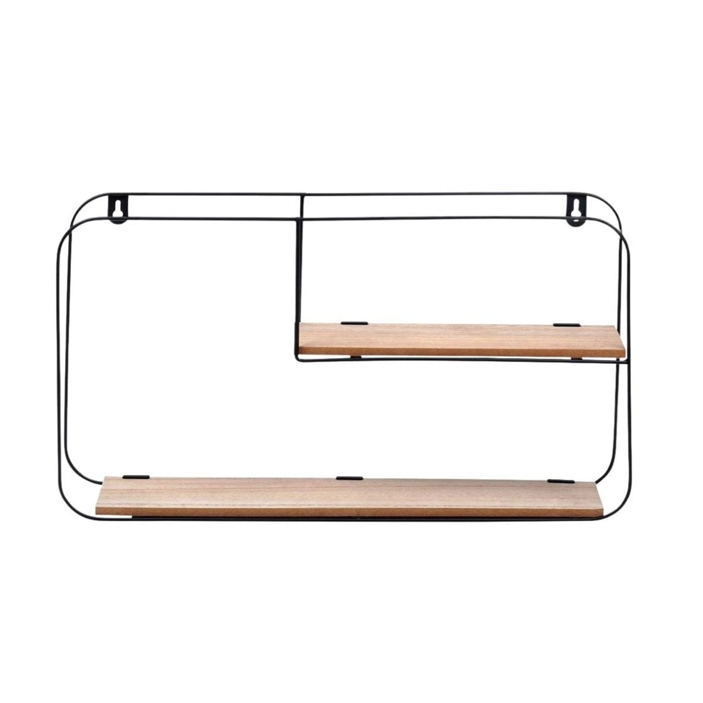 Метален стенен рафт с 2 рафта от MDF, 52X10.5X29 см - 6
