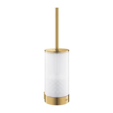 Set perie WC Grohe 41076GN0, Selection, montare pe perete, fixare ascunsă, sticlă/metal, mat, auriu