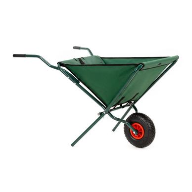 Roabă de grădină pliabilă cu roata pneumatica, capacitate 50 L, sarcina 30 kg, 116x64x65 cm, verde
