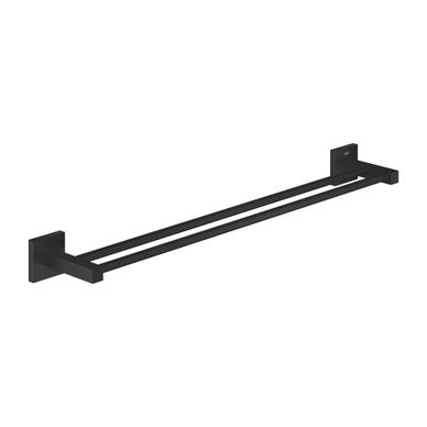 Bara prosop Grohe 411042430, Suport prosop dublu Start Cube, tip instalare pe perete, numar orificii instalare 2, negru