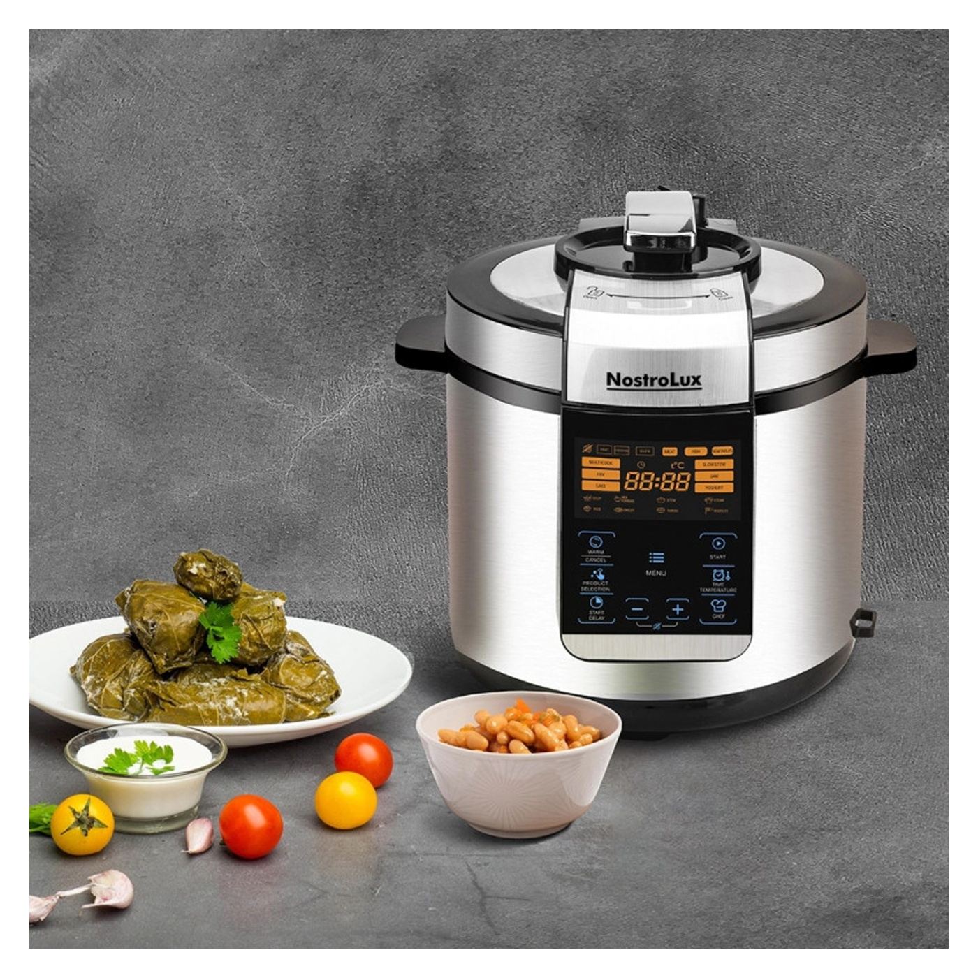 NostroLux NL51985H6 Nyomásos Multicooker, 1000W, 6L, 70 kPa, 24 órás időzítő, 15 program, Nagy LED kijelző, Érintővezérlés - 3