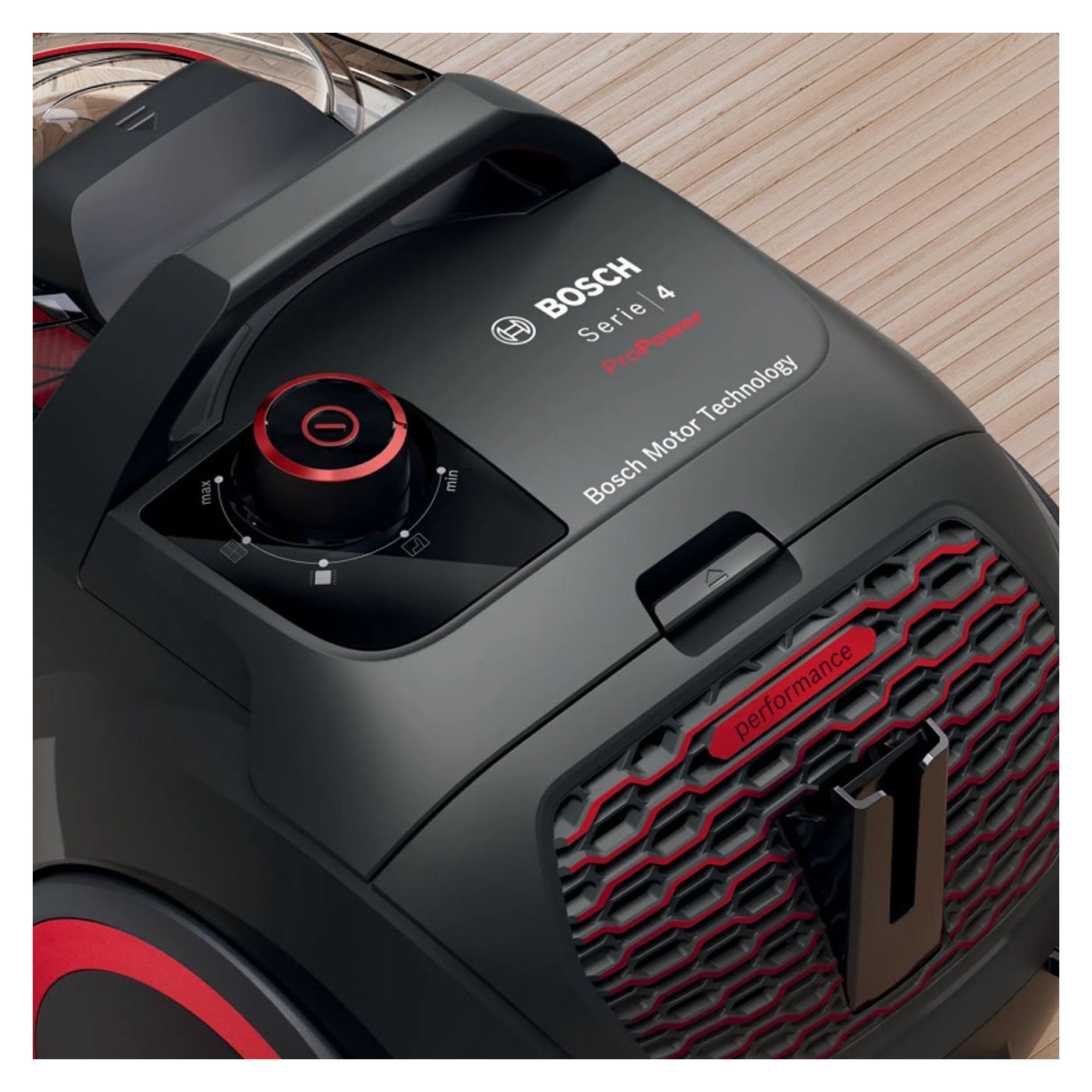 Porzsák nélküli porszívó Bosch BGS21POW2 ProPower Series 4, 750 W, 2 L, Power AirCycle, HEPA szűrő, 78 dB, Fekete/Piros - 6