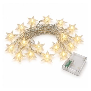 Instalație de Crăciun, Flippy, Model Steluțe, 20 LED-uri, cu Baterii, 3 m, Alb Cald