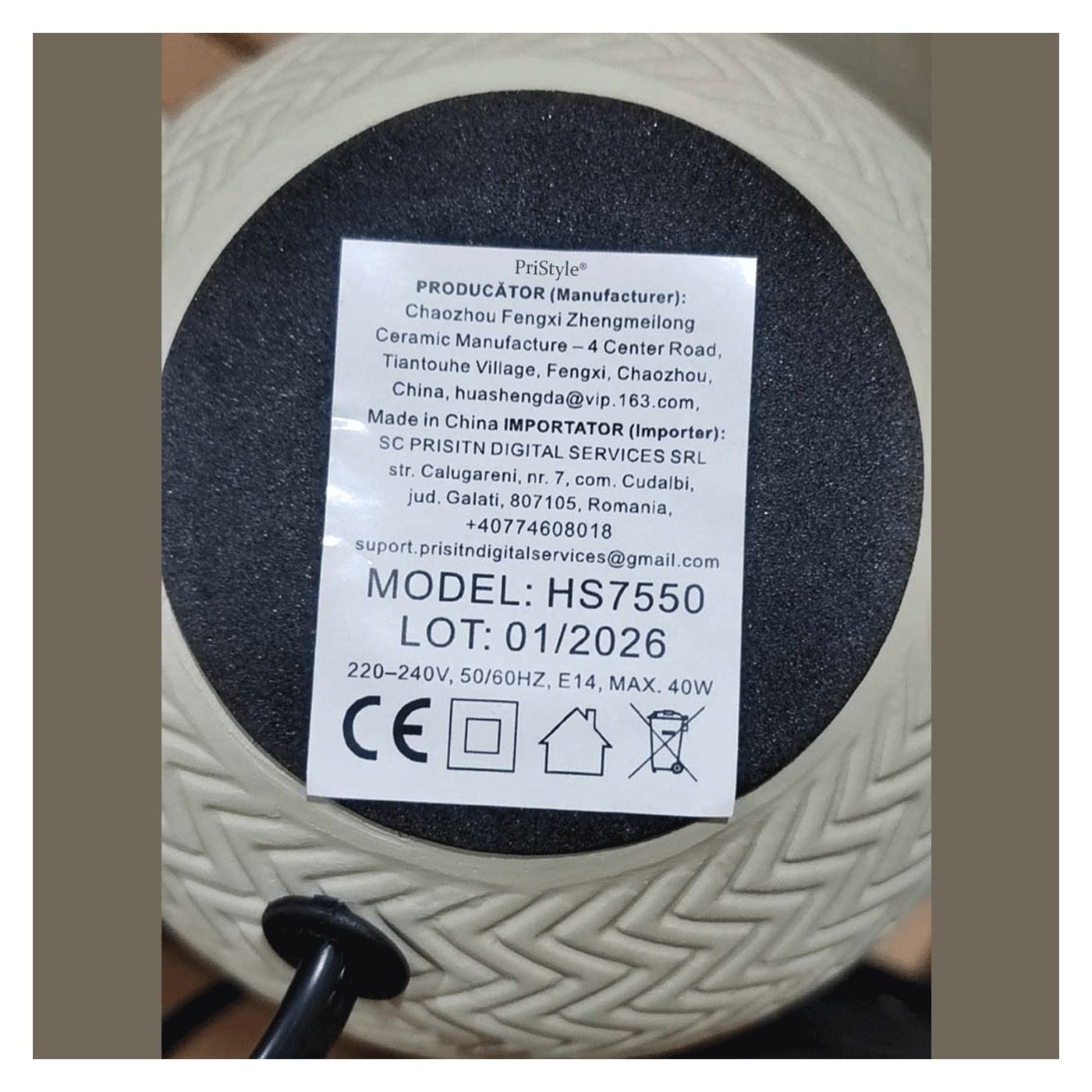 Készlet 2 x Dekoratív Asztali Lámpa Hálószobába Kerámia Talppal és Textil Lámpaborítással, 13x13x25 cm, E14 Foglalat, 220–240V T - 6