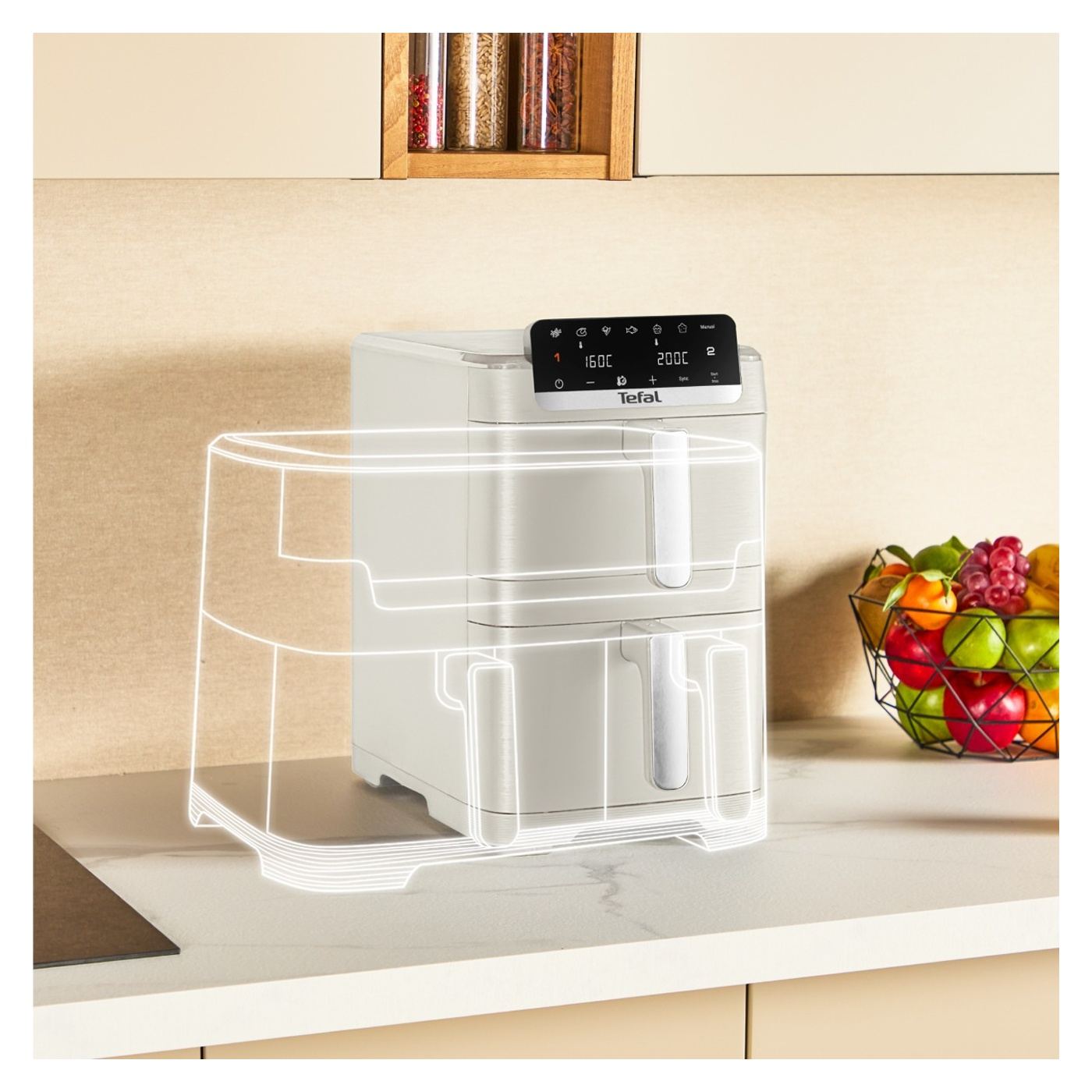 Tefal Easy Fry Crispy Stack EY752AE0 dupla légsütő, 2700 W, 10 L – Légsütő 7 automatikus programmal, 2 rekesszel - 4