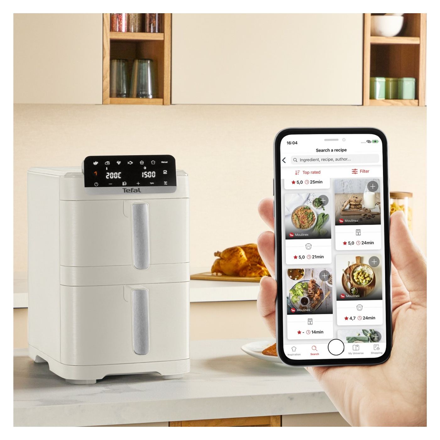Tefal Easy Fry Crispy Stack EY752AE0 dupla légsütő, 2700 W, 10 L – Légsütő 7 automatikus programmal, 2 rekesszel - 8