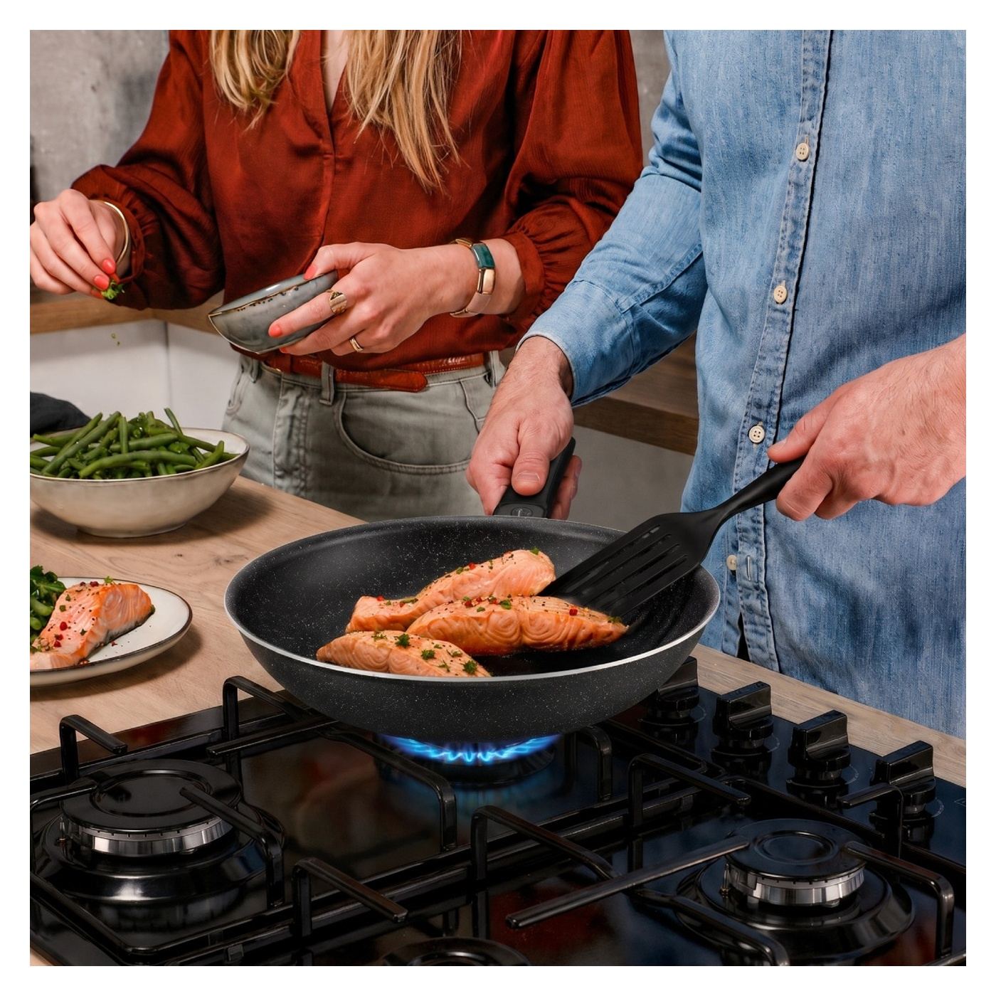 Tefal Extra Wok serpenyő M0001932, 28 cm, alumínium, ultrakopásálló tapadásmentes bevonat, Thermo-Signal™, fekete - 2
