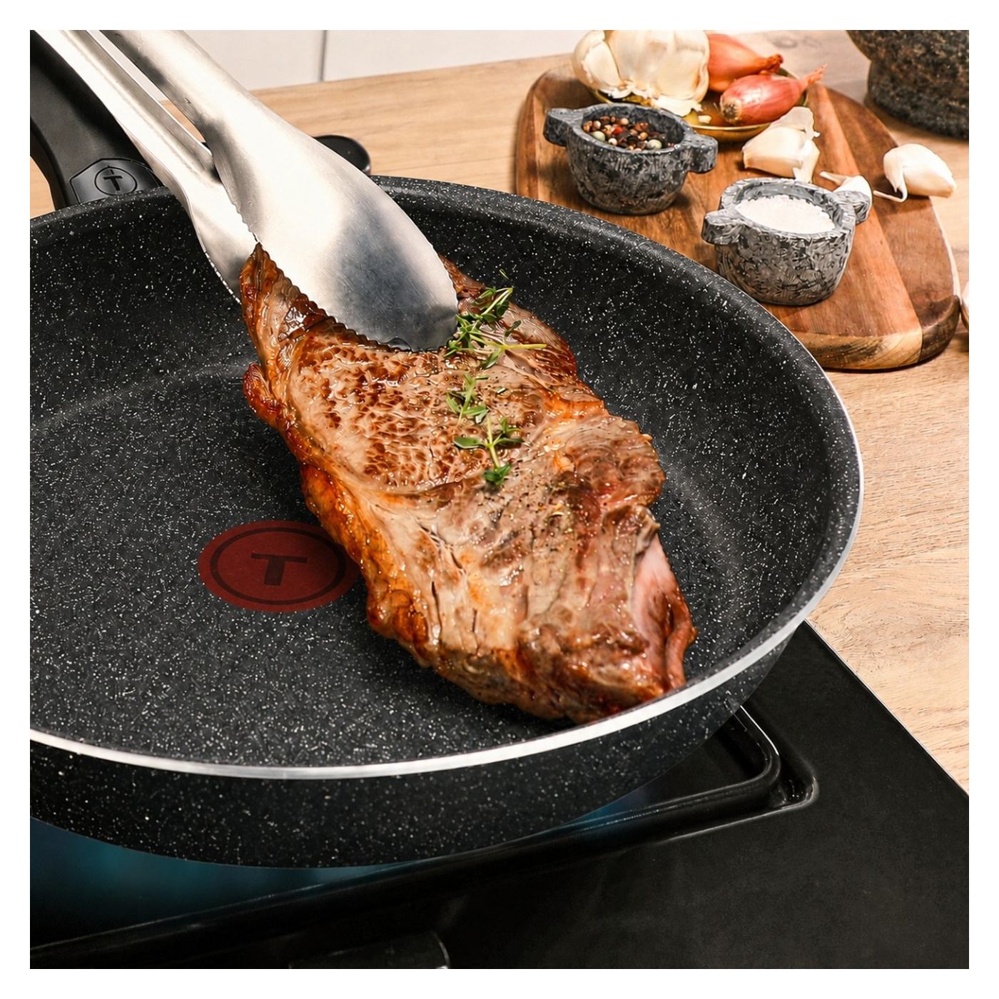 Tefal Extra Wok serpenyő M0001932, 28 cm, alumínium, ultrakopásálló tapadásmentes bevonat, Thermo-Signal™, fekete - 3