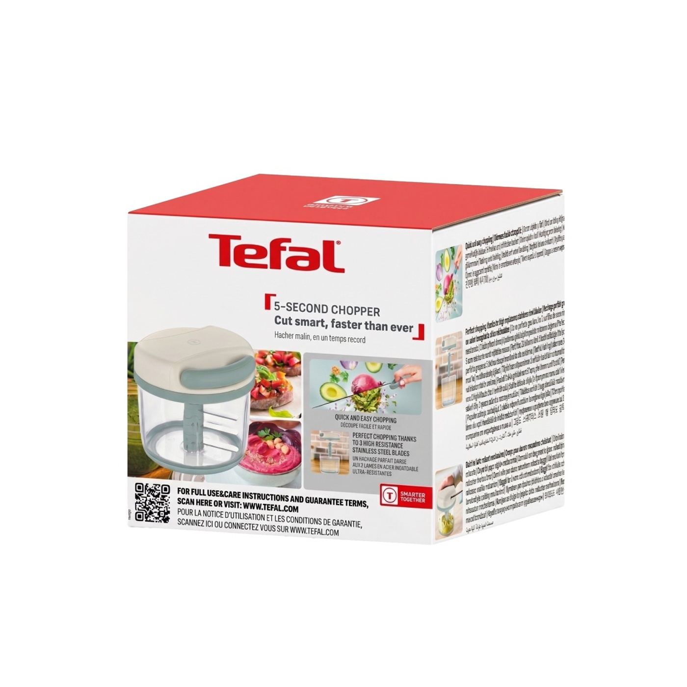 Tefal 5-Second Kézi Aprító K4330104, 3 rozsdamentes acél penge, reteszelő mechanizmus, csúszásmentes talp, zöld - 16