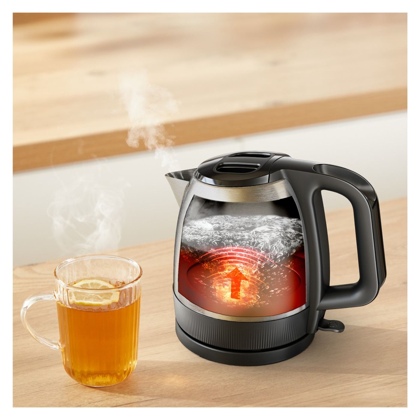 Tefal Express KI1E0DE0 Vízforraló, 2000 W, 1,2 L, Rozsdamentes acél, Automatikus kikapcsolás, Kivehető vízkőszűrő, 360°-os elfor - 5