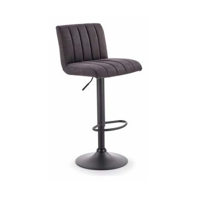 Scaun bar H89, gri închis, piele ecologică/otel, 41x48x88/108 cm