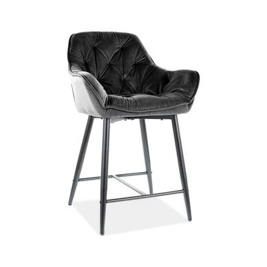 Scaun bar living Cherry H-2, negru - Bluvel 19, stofă catifelată/metal, 56x40x87 cm