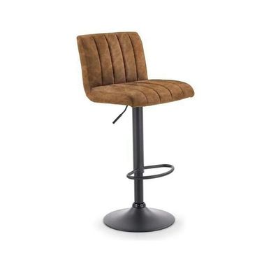 Scaun bar H89, maro/negru, piele ecologică/otel, 41x48x88/108 cm