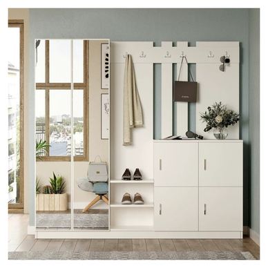 Mobilier hol DD9-W, alb, PAL melaminat, 187x38x180 cm